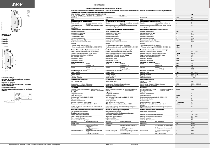 Page 1 de la notice Manuel utilisateur Hager ECN140D