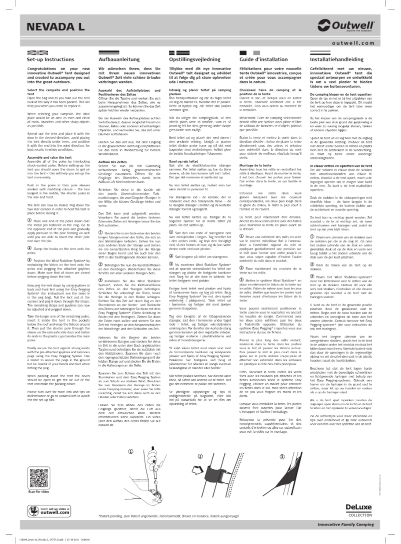 Page 1 de la notice Manuel utilisateur Outwell DeLuxe Mokka Nevada L