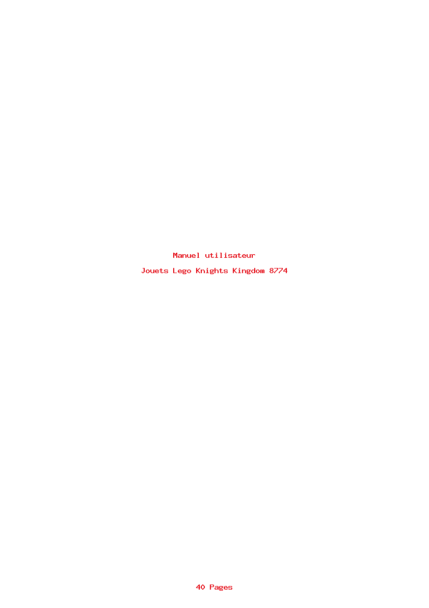 Page 1 de la notice Manuel utilisateur Lego Knights Kingdom 8774