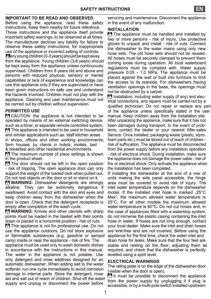Page 1 de la notice Instructions de sécurité Privileg RCIC 3C24 A S