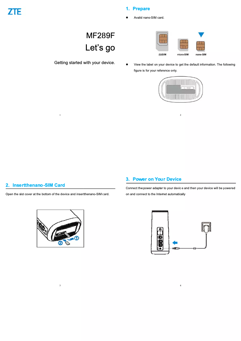 Page 1 de la notice Manuel utilisateur ZTE MF289F