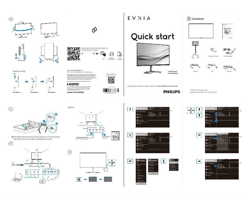 Page n°1 - Guide de démarrage rapide Philips 27M1N5500ZA