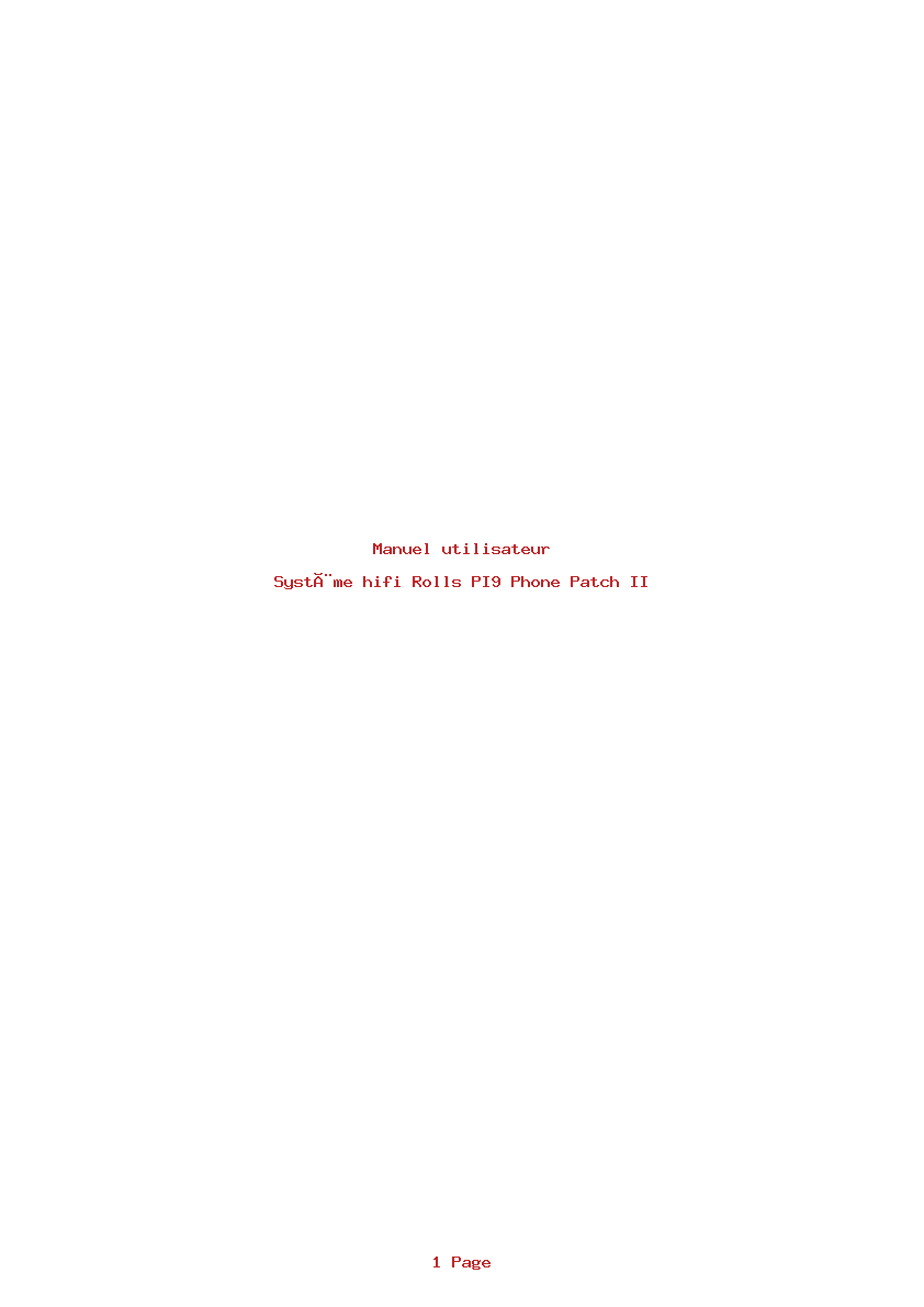 Page 1 de la notice Manuel utilisateur Rolls PI9 Phone Patch II