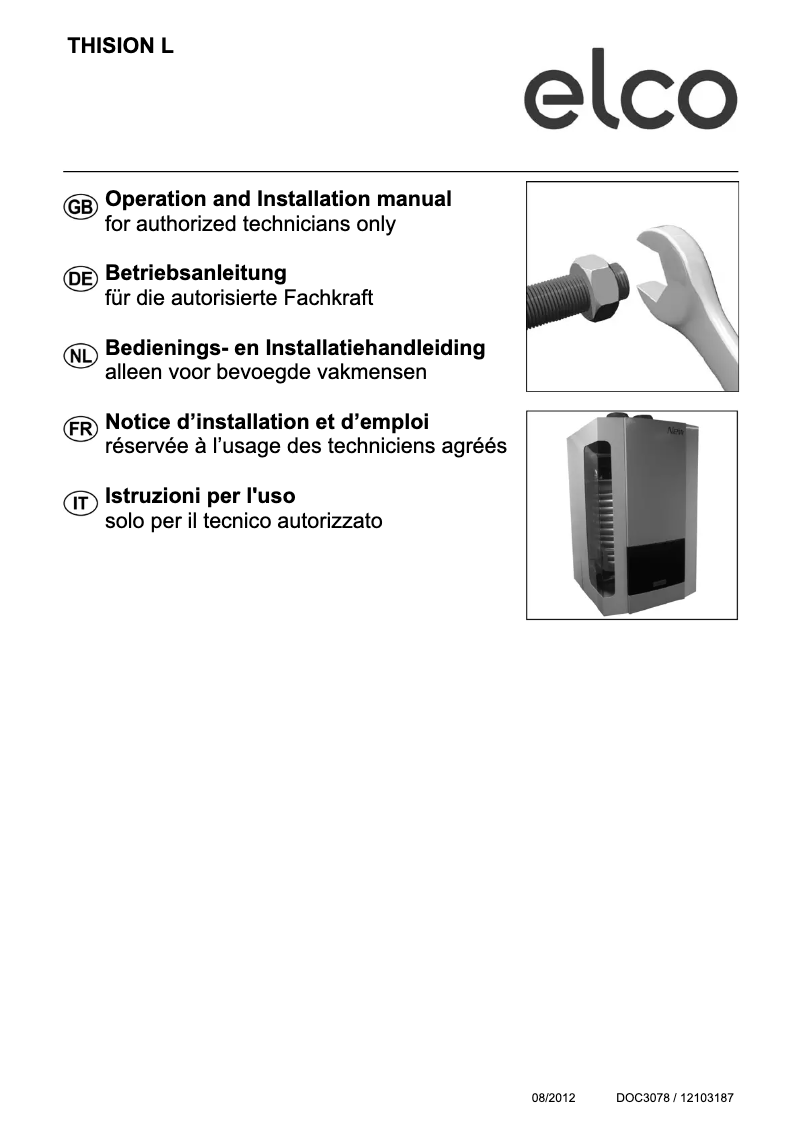 Page 1 de la notice Manuel utilisateur Elco Thison L