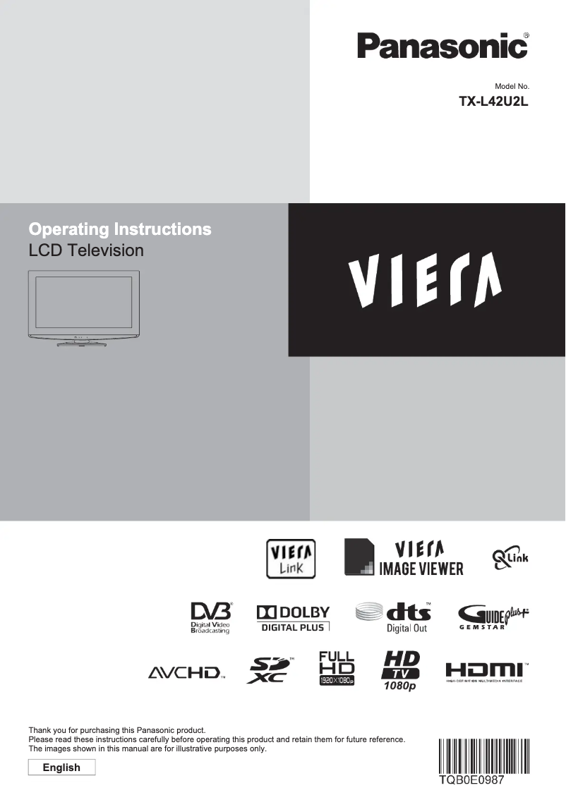 Page 1 de la notice Manuel utilisateur Panasonic Viera TX-L42U2L
