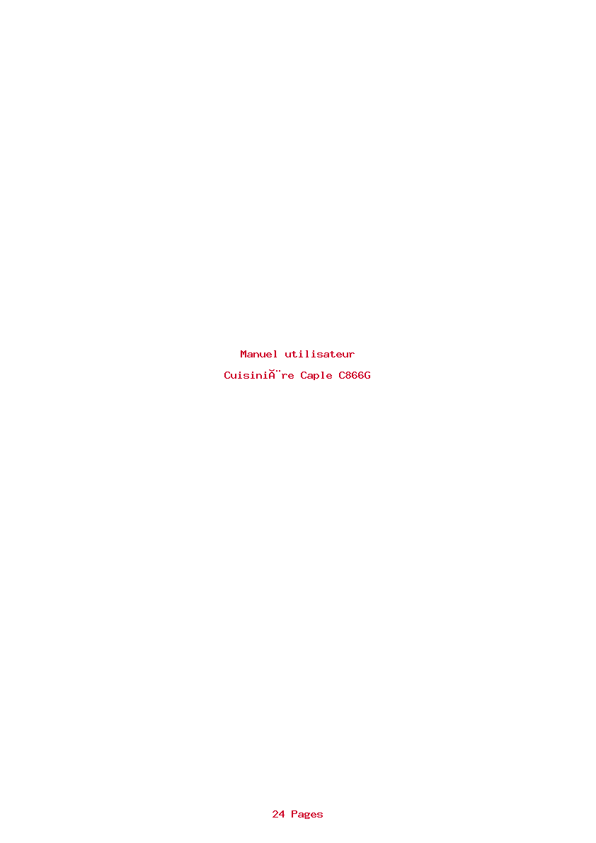 Page 1 de la notice Manuel utilisateur Caple C866G