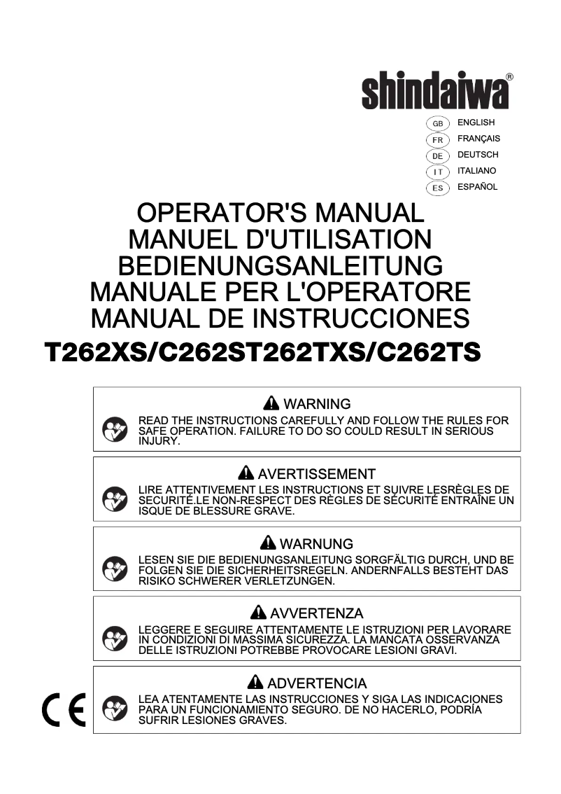 Page 1 de la notice Manuel utilisateur Shindaiwa C262S