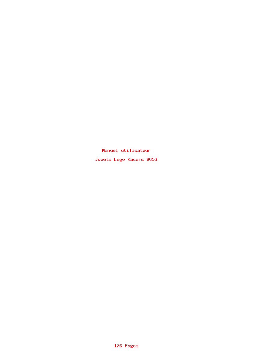 Page 1 de la notice Manuel utilisateur Lego Racers 8653