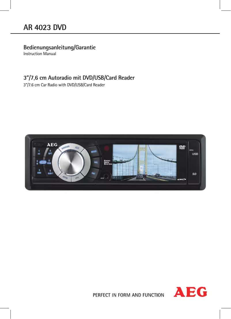 Page 1 de la notice Manuel utilisateur AEG AR 4023 DVD