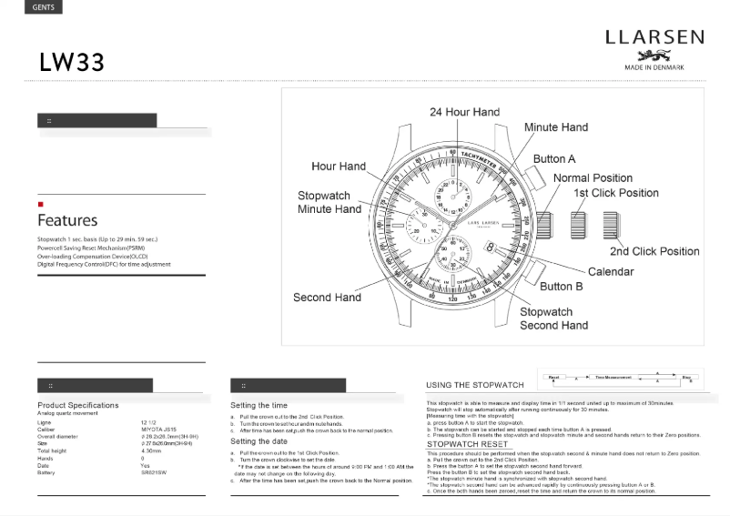 Page 1 de la notice Manuel utilisateur Lars Larsen MIKKEL 133CBCM
