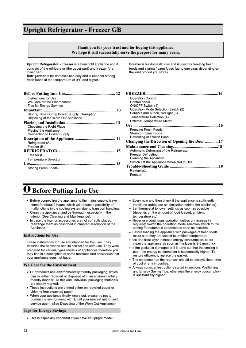 Page 1 de la notice Manuel utilisateur Gorenje RK6336W