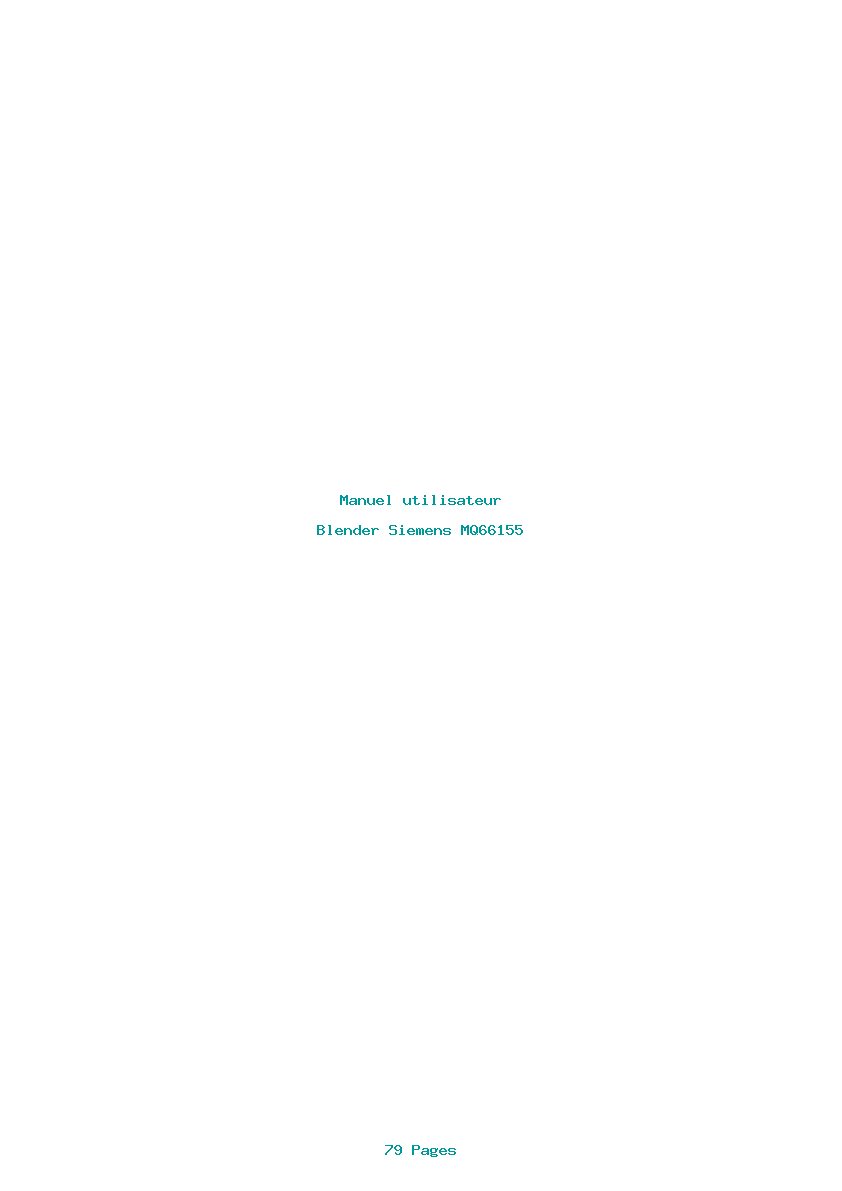 Page 1 de la notice Manuel utilisateur Siemens MQ66155