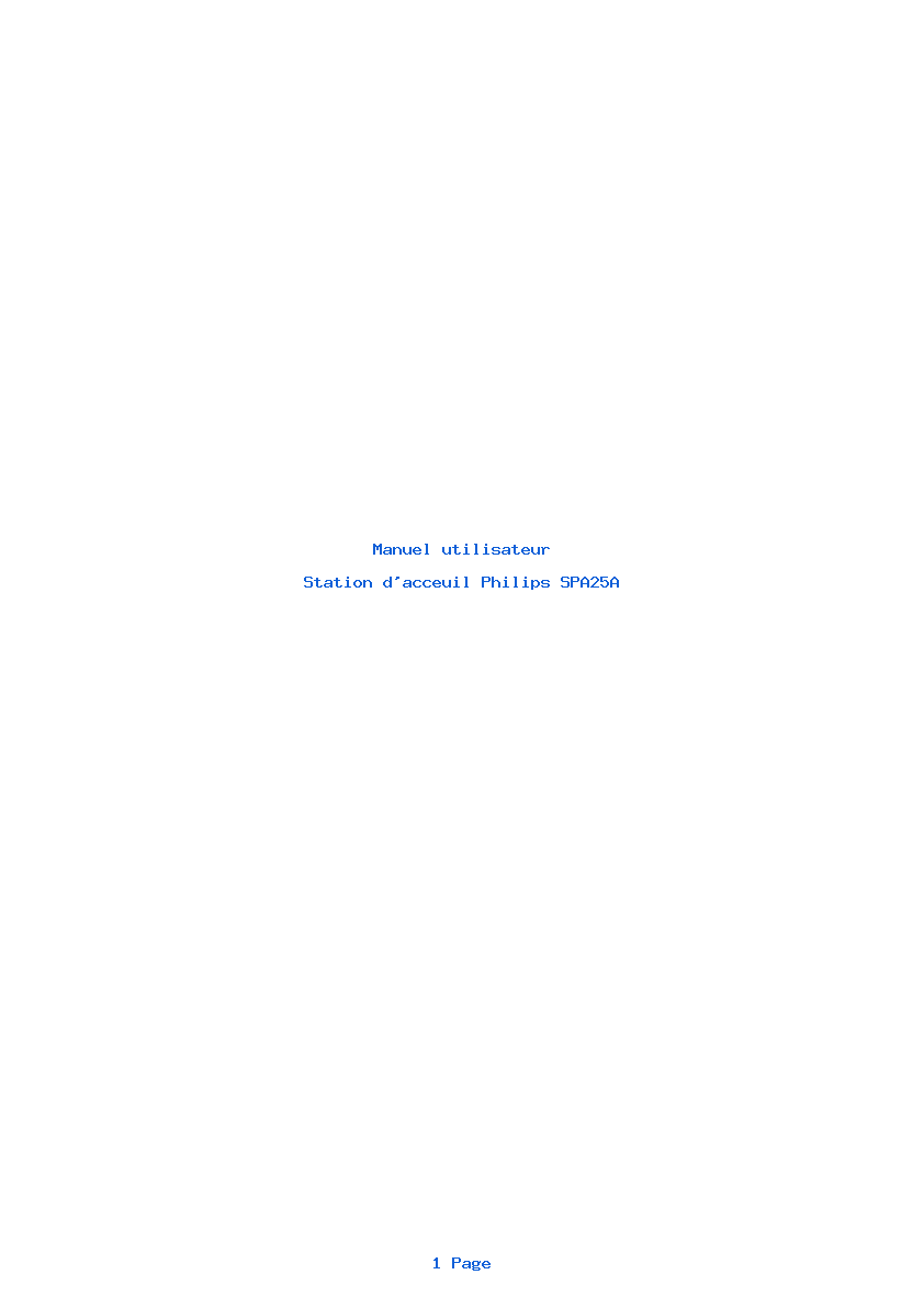 Page 1 de la notice Manuel utilisateur Philips SPA25A