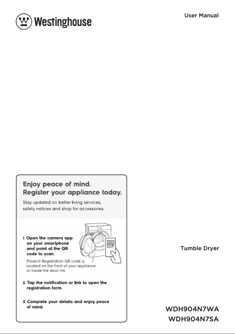 Página 1 del manual Manual de usuario Westinghouse WDH904N7WA