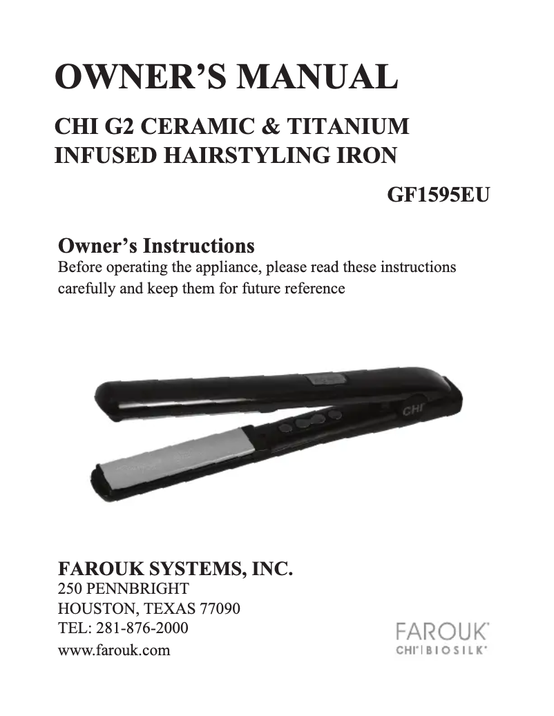 Page 1 de la notice Manuel utilisateur CHI G2