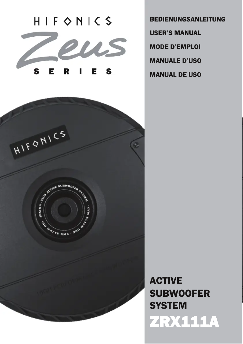 Page 1 de la notice Manuel utilisateur Hifonics ZRX111A
