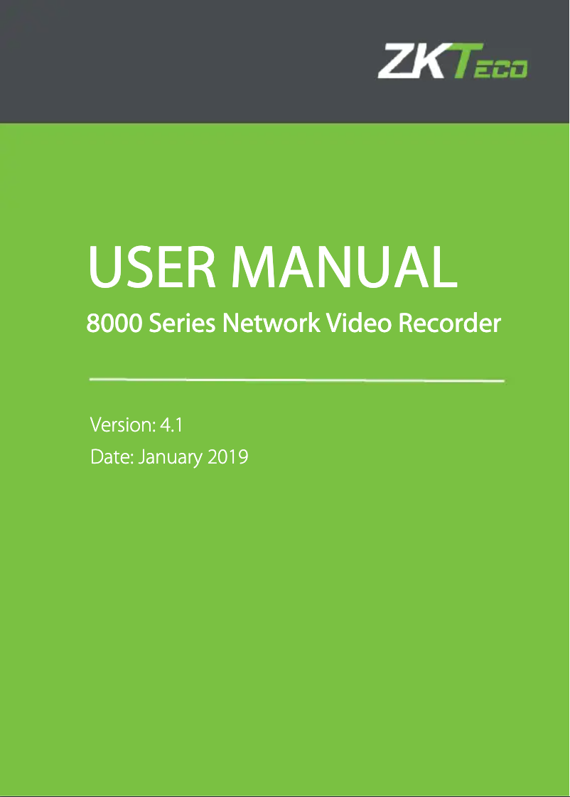 Page 1 de la notice Manuel utilisateur ZKTeco Z8564