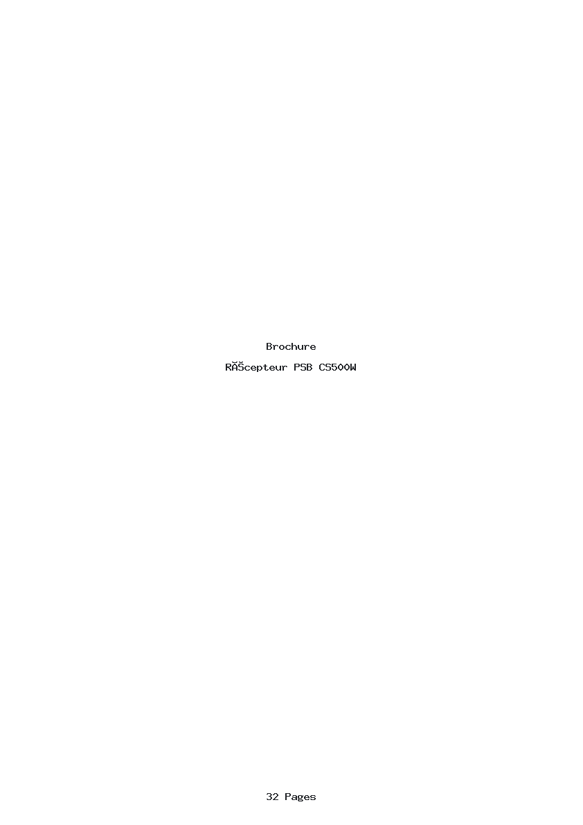 Page 1 de la notice Brochure PSB CS500W