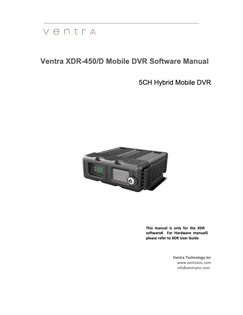 Page 1 de la notice Manuel utilisateur Ventra XDR-450/D