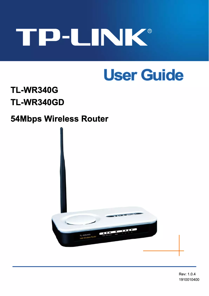 Page 1 de la notice Manuel utilisateur TP-Link TL-WR340G