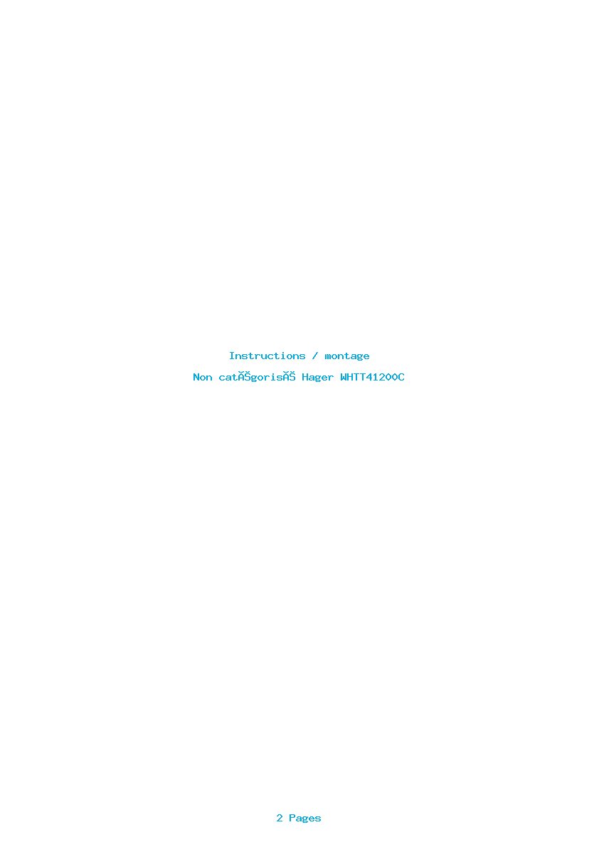 Page 1 de la notice Instructions / montage Hager WHTT41200C