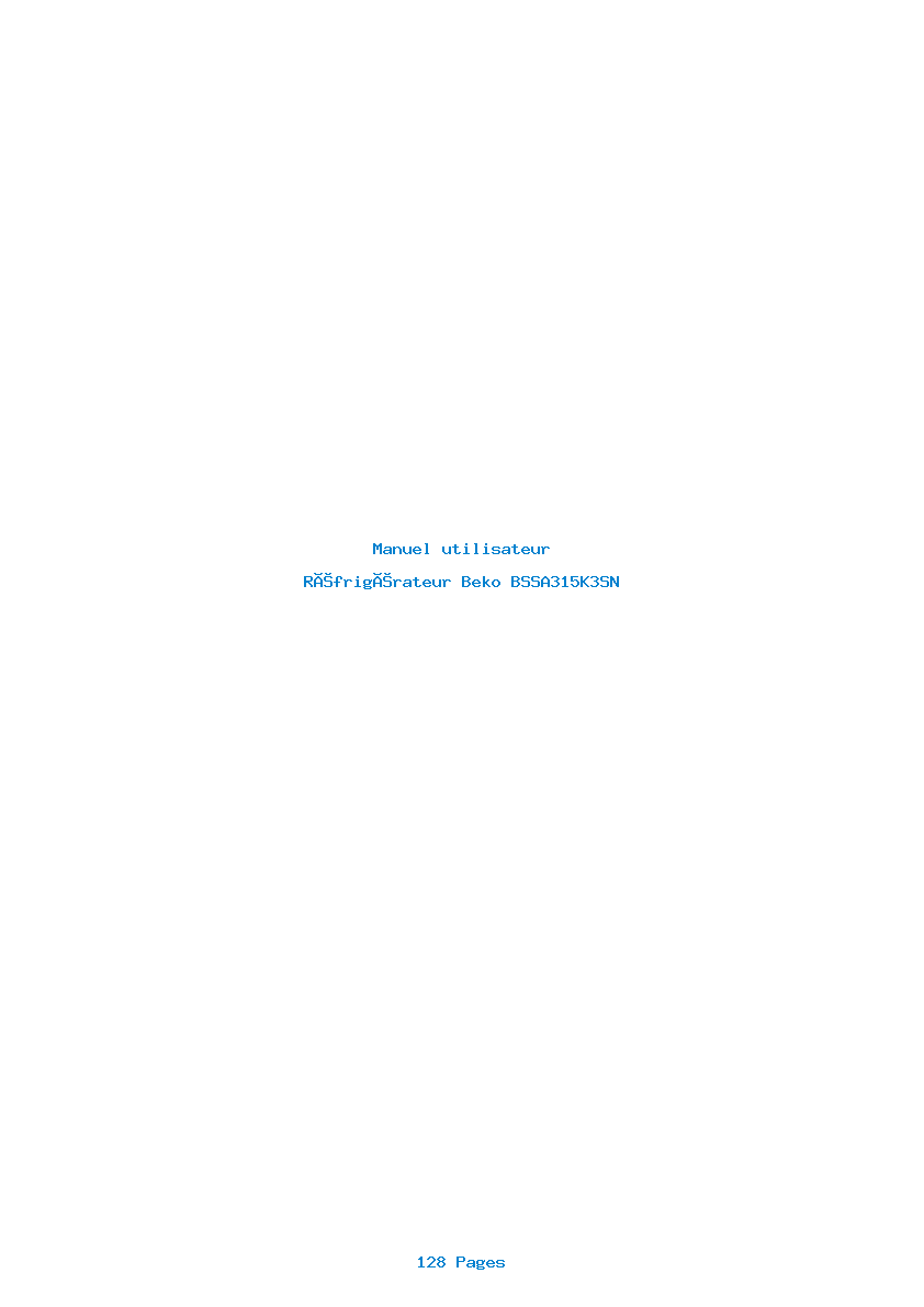 Page 1 de la notice Manuel utilisateur Beko BSSA315K3SN