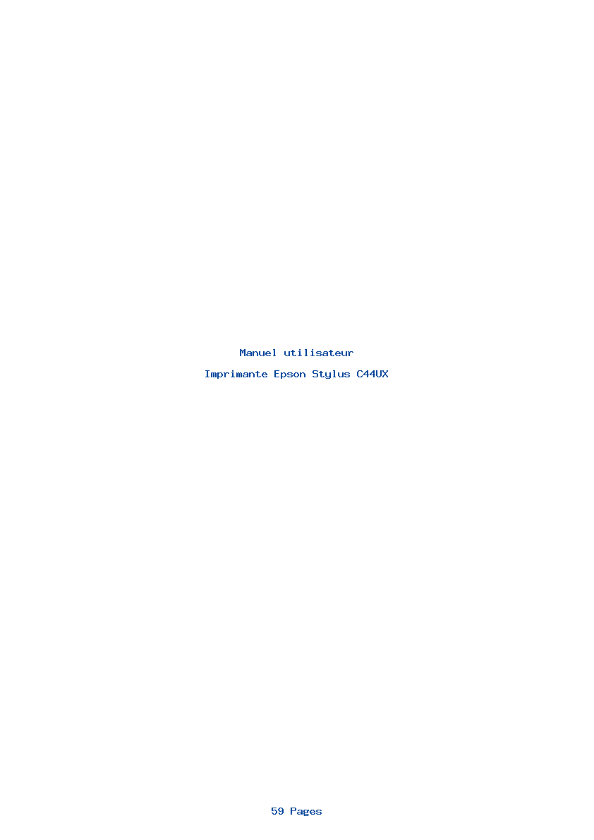 Page 1 de la notice Manuel utilisateur Epson Stylus C44UX