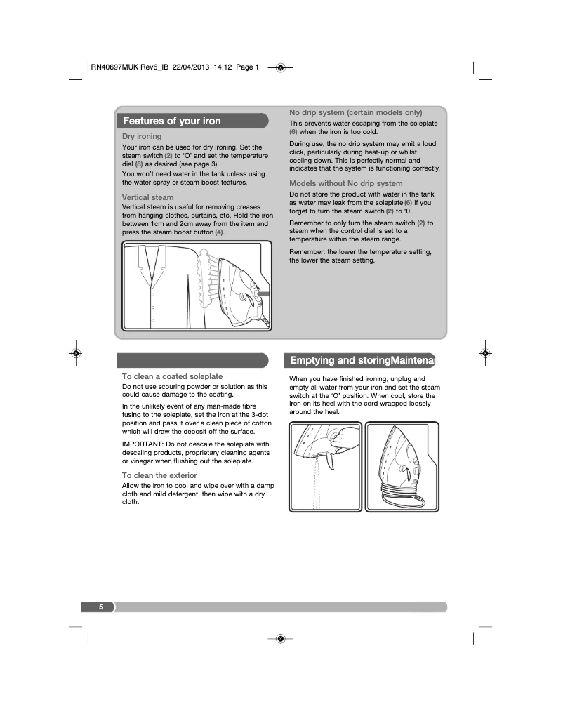 Page 1 of the manual User Manual Morphy Richards Advanced Finish Perfect 300001