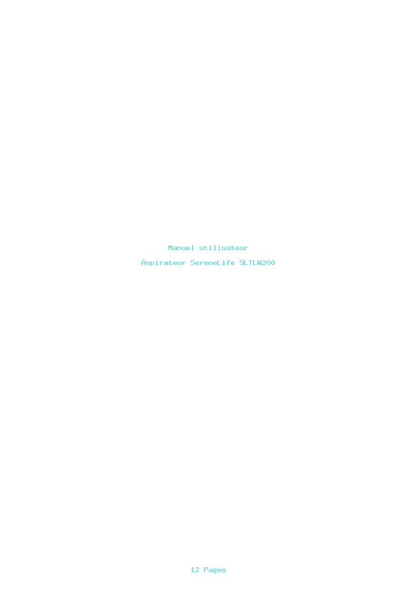 Page 1 de la notice Manuel utilisateur SereneLife SLTLW200