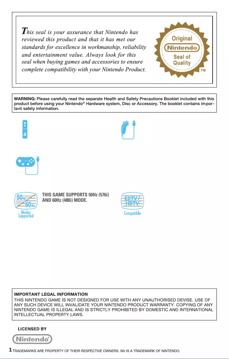 Page 1 de la notice Manuel utilisateur EA Fifa 14 (Nintendo Wii)