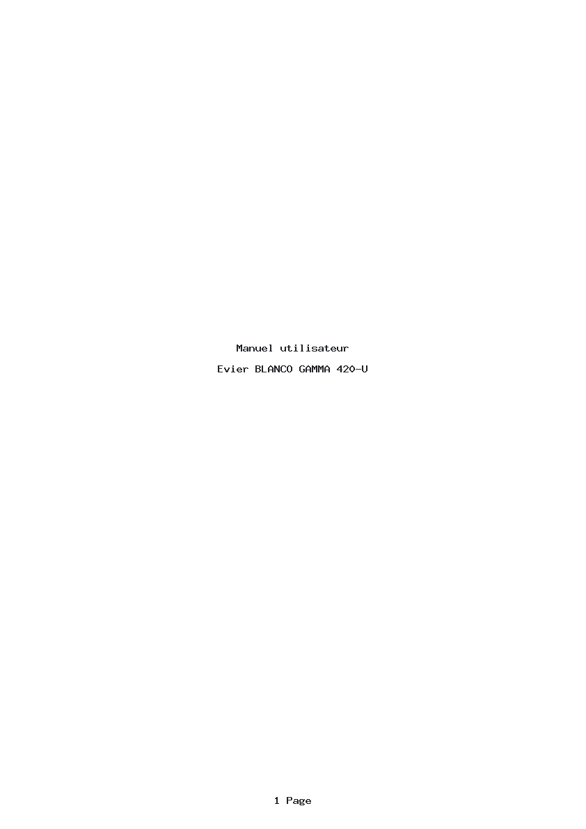 Page 1 de la notice Manuel utilisateur BLANCO GAMMA 420-U