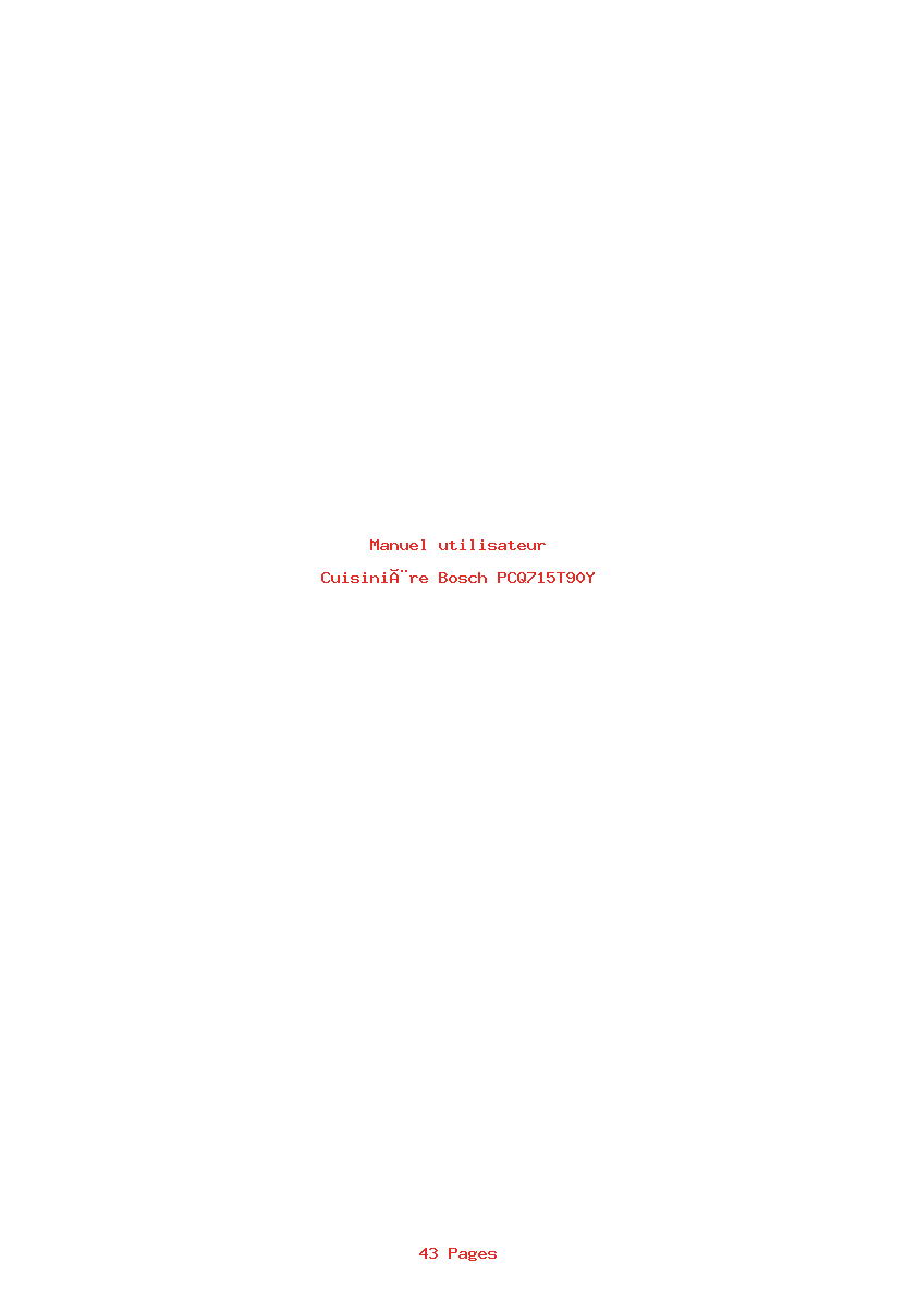 Page 1 de la notice Manuel utilisateur Bosch PCQ715T90Y