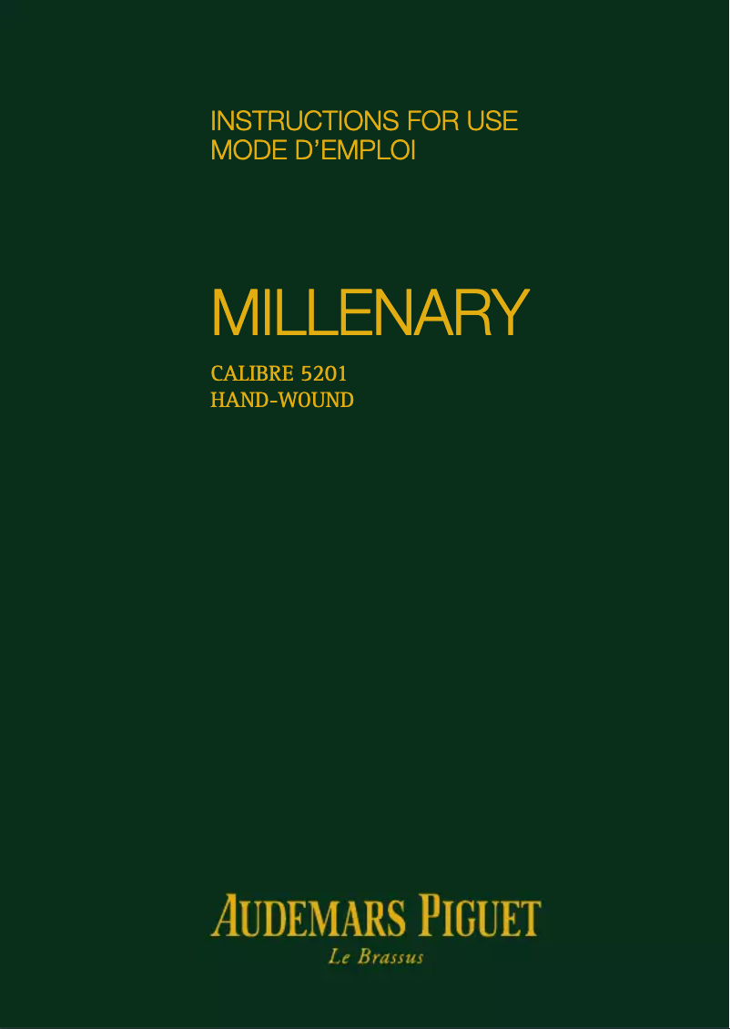 Page 1 de la notice Manuel utilisateur Audemars Piguet Millenary 77248BC.ZZ.A111CR.01