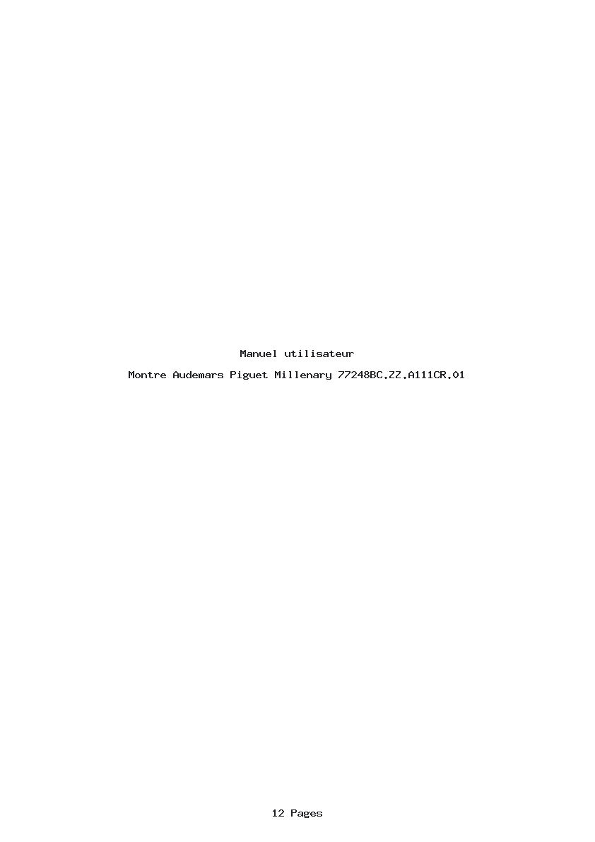 Page 1 de la notice Manuel utilisateur Audemars Piguet Millenary 77248BC.ZZ.A111CR.01