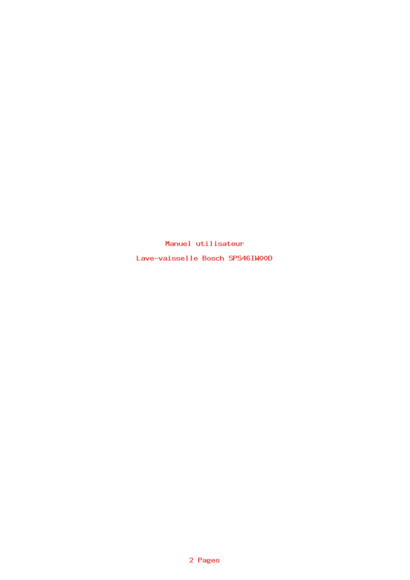 Image de la première page du manuel de l'appareil SPS46IW00D