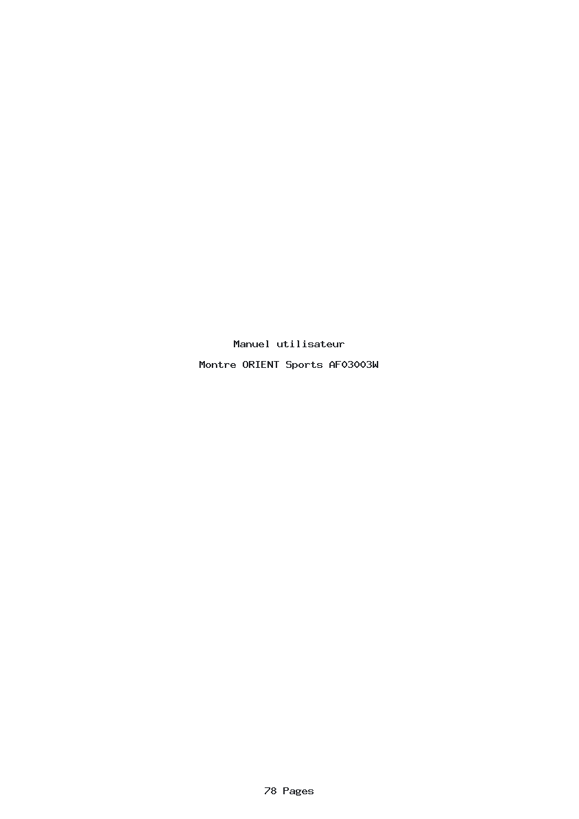 Page 1 de la notice Manuel utilisateur ORIENT Sports AF03003W