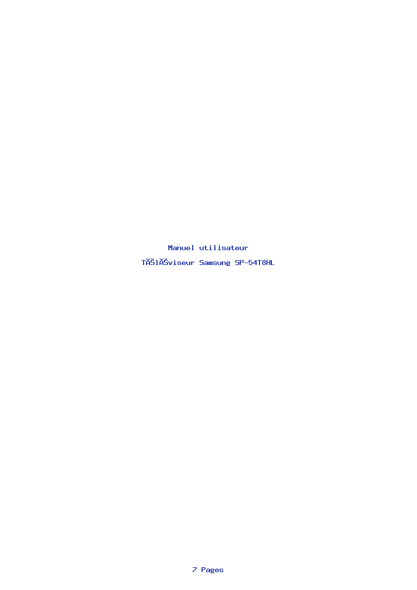 Page 1 de la notice Manuel utilisateur Samsung SP-54T8HL
