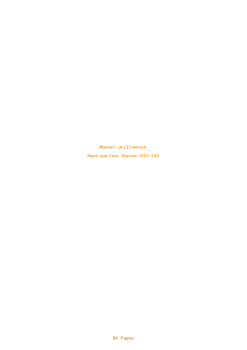 Page 1 de la notice Manuel utilisateur Denver BTS-110