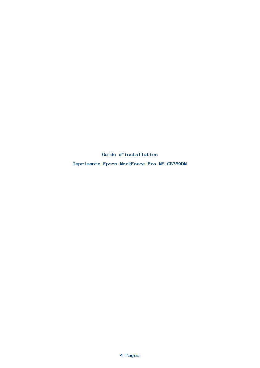 Page 1 de la notice Guide d'installation Epson WorkForce Pro WF-C5390DW