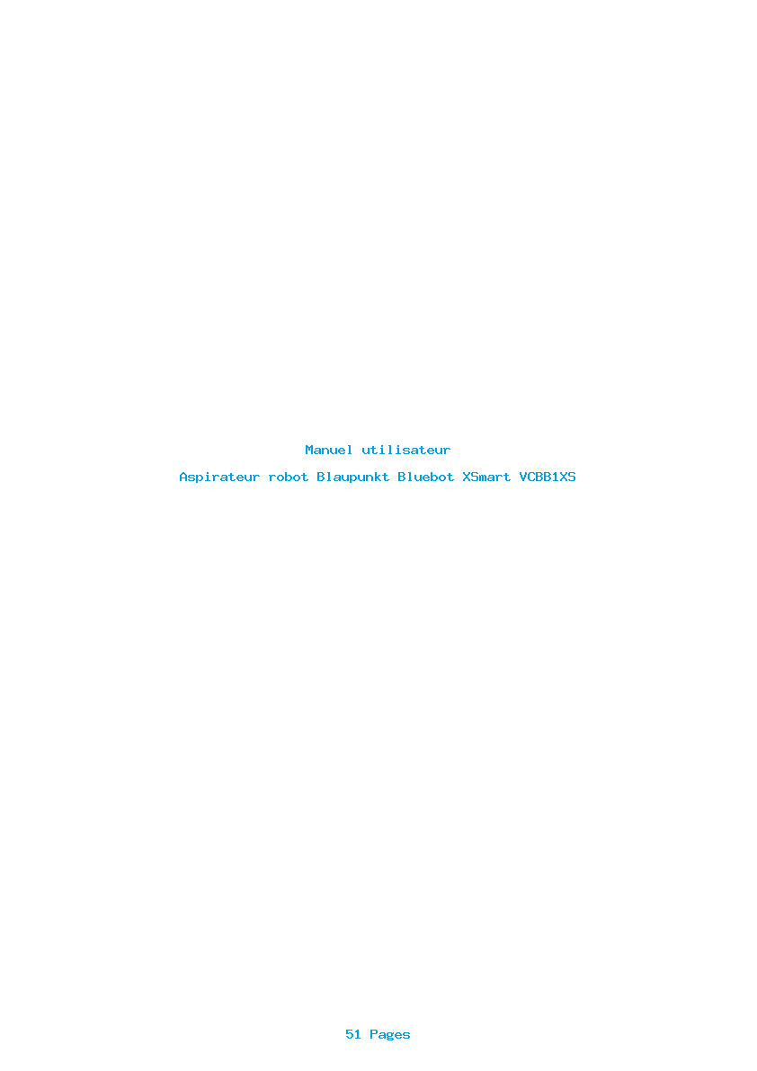Page 1 de la notice Manuel utilisateur Blaupunkt Bluebot XSmart VCBB1XS