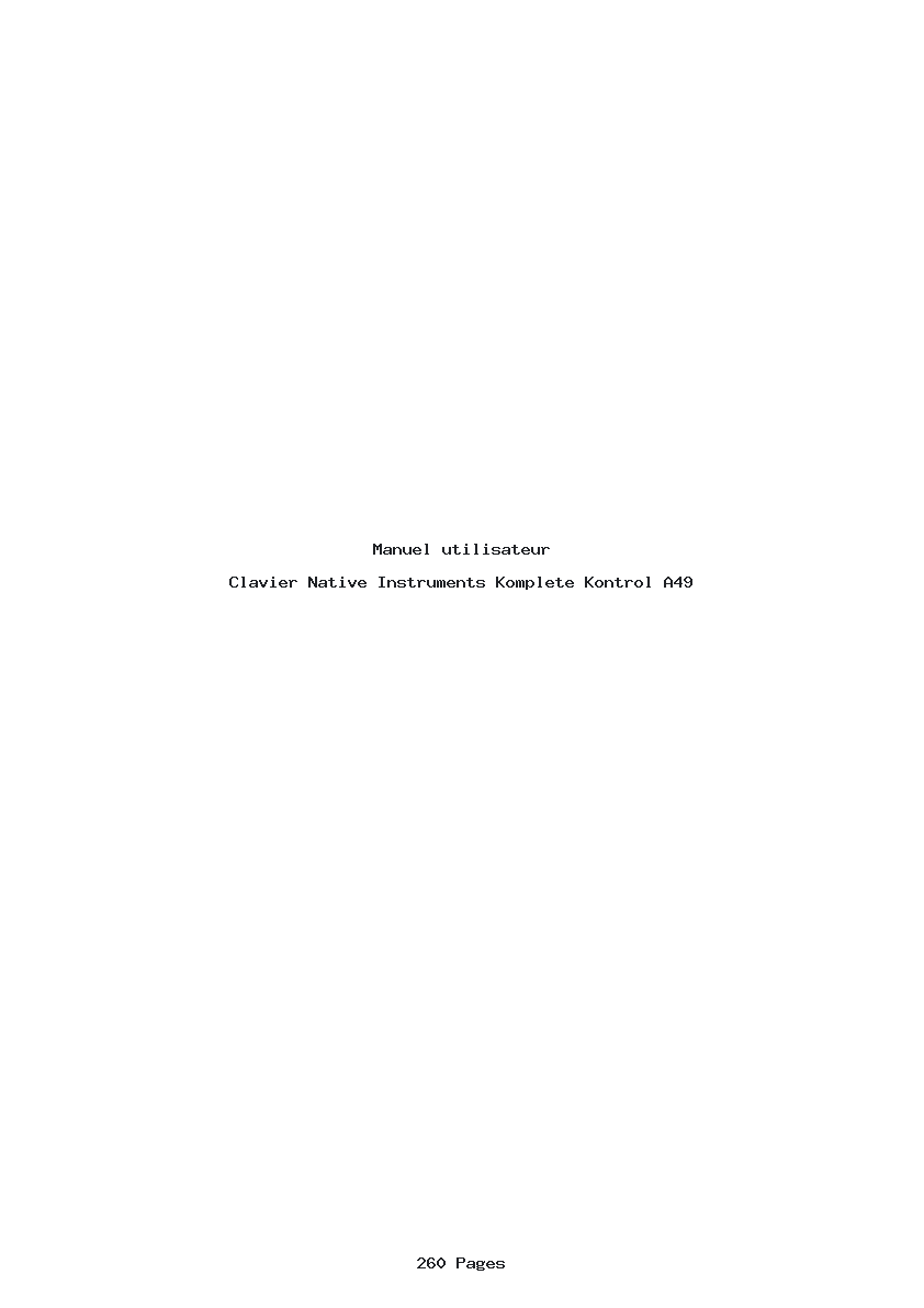 Page 1 de la notice Manuel utilisateur Native Instruments Komplete Kontrol A49