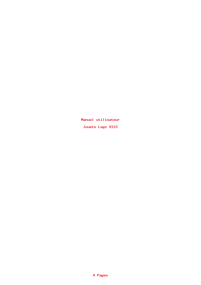 Page 1 de la notice Manuel utilisateur Lego 9333