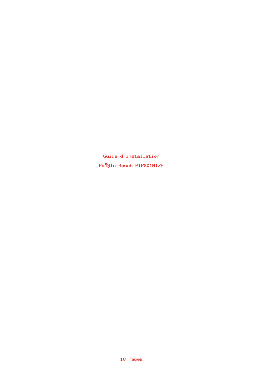 Page 1 de la notice Guide d'installation Bosch PIP801N17E