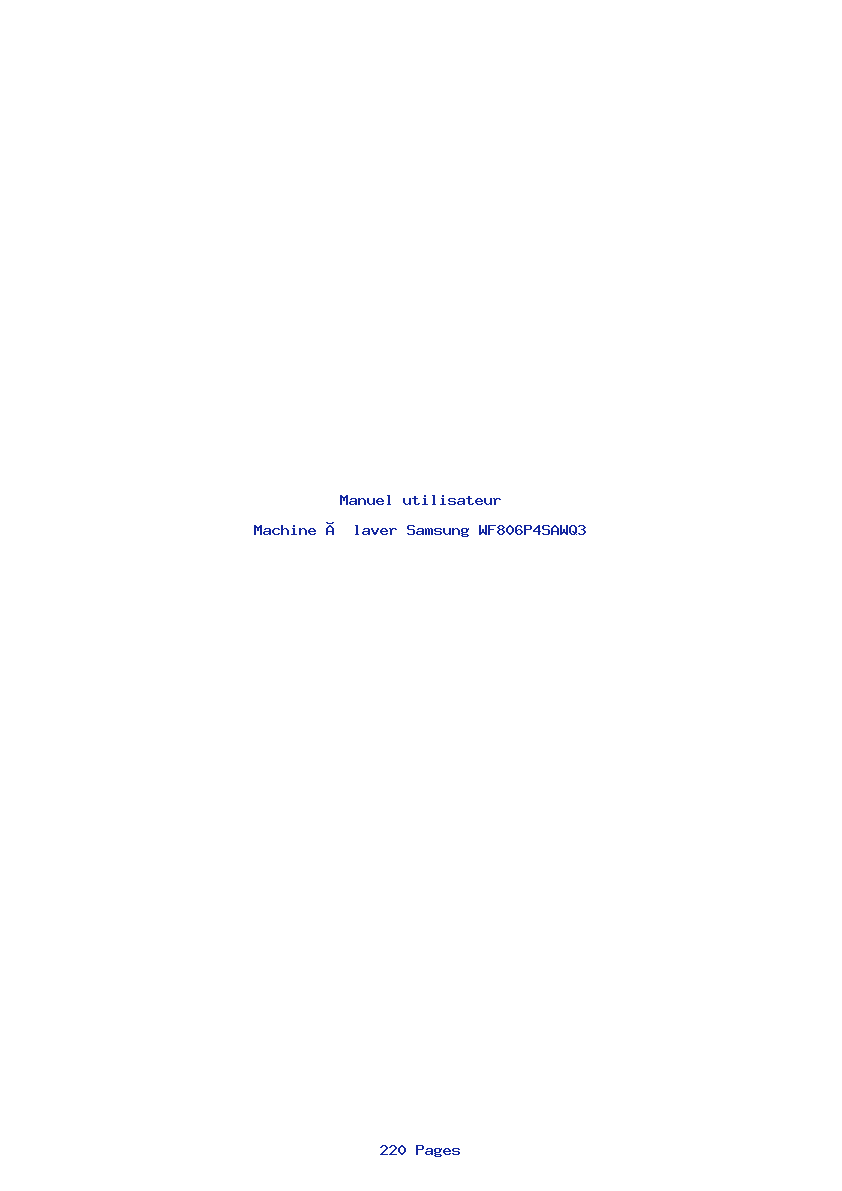 Page 1 de la notice Manuel utilisateur Samsung WF806P4SAWQ3