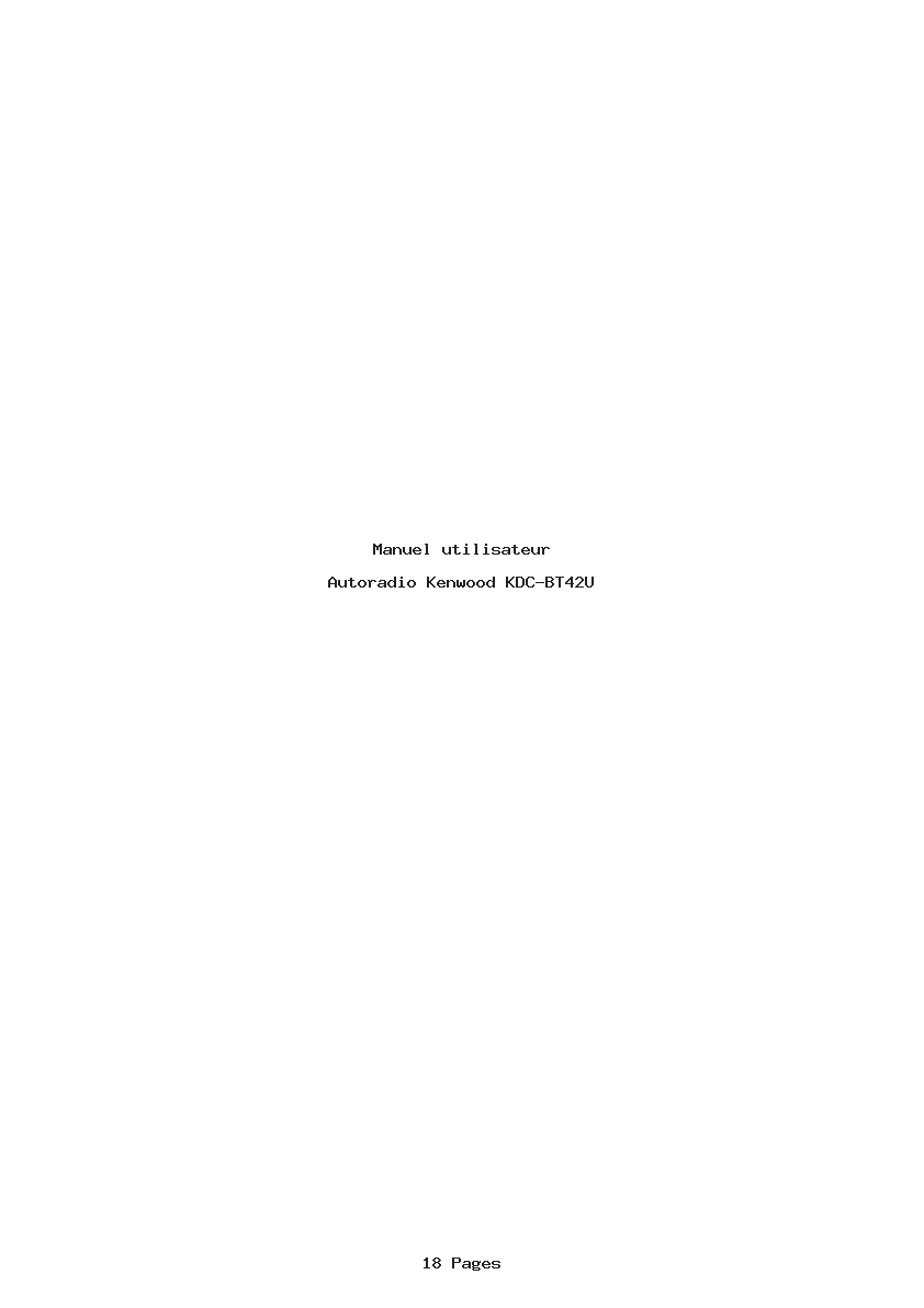 Page 1 de la notice Manuel utilisateur Kenwood KDC-BT42U