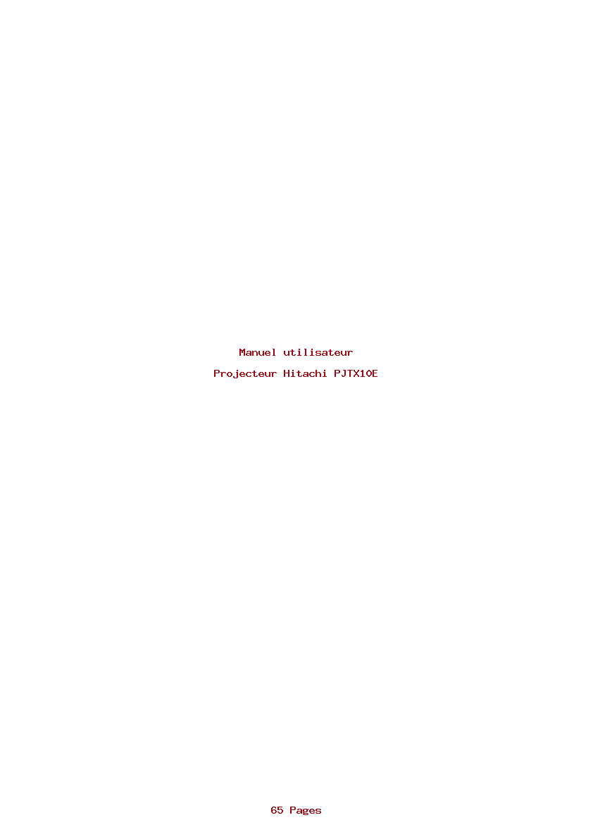 Page 1 de la notice Manuel utilisateur Hitachi PJTX10E