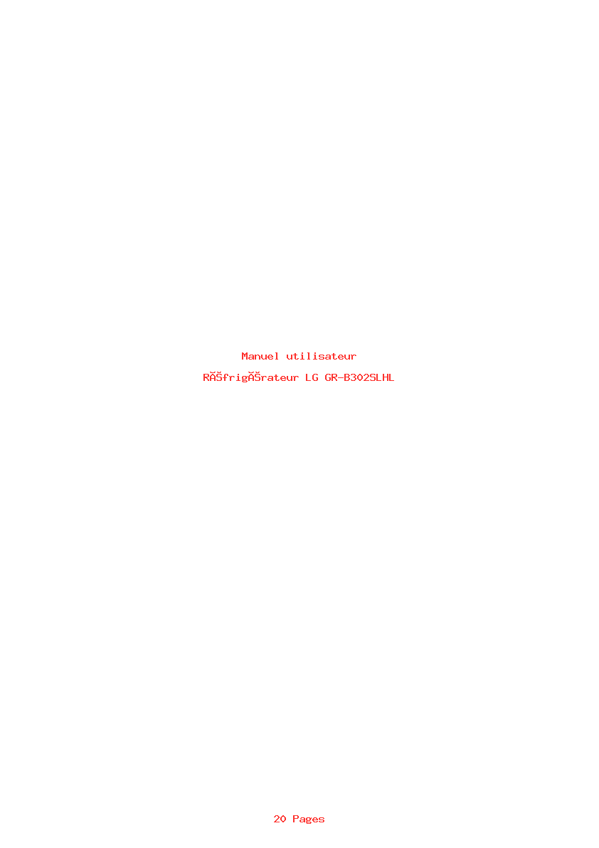 Page 1 de la notice Manuel utilisateur LG GR-B302SLHL