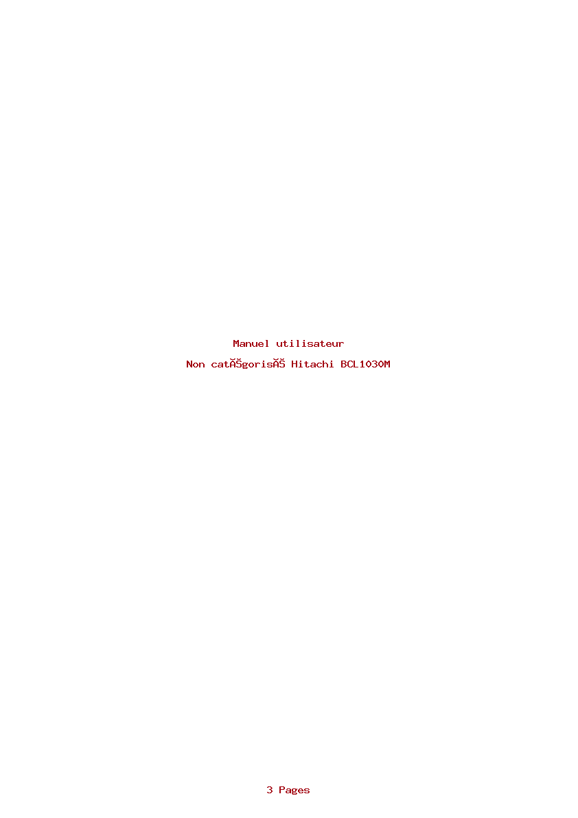 Page 1 de la notice Manuel utilisateur Hitachi BCL1030M