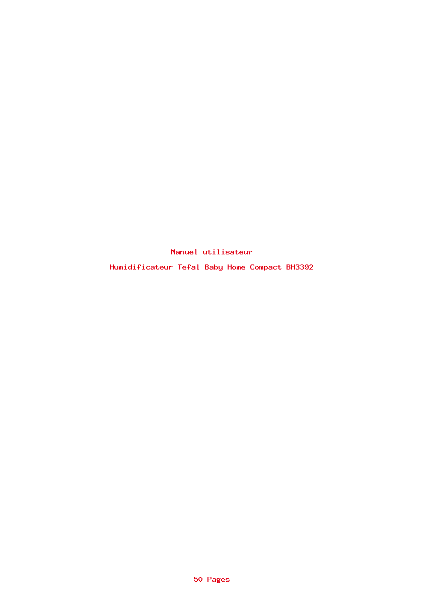 Page 1 de la notice Manuel utilisateur Tefal Baby Home Compact BH3392