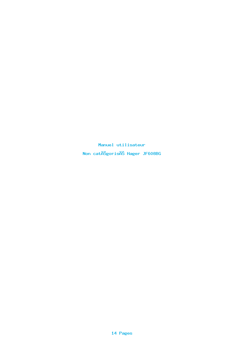 Page 1 de la notice Manuel utilisateur Hager JF608BG